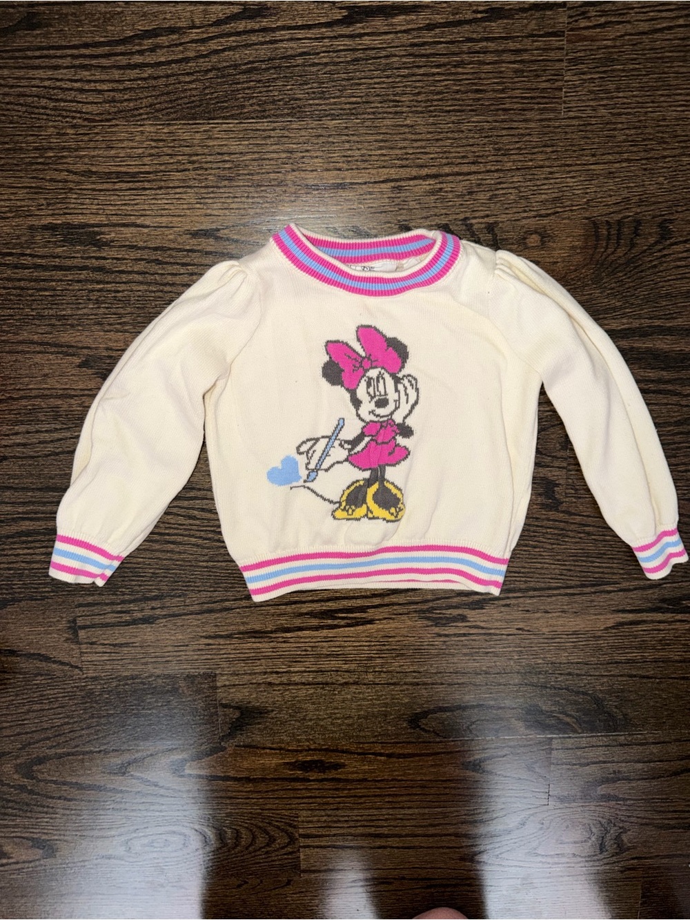 Disney Cream Minnie Mouse Sweater with Pink Trim